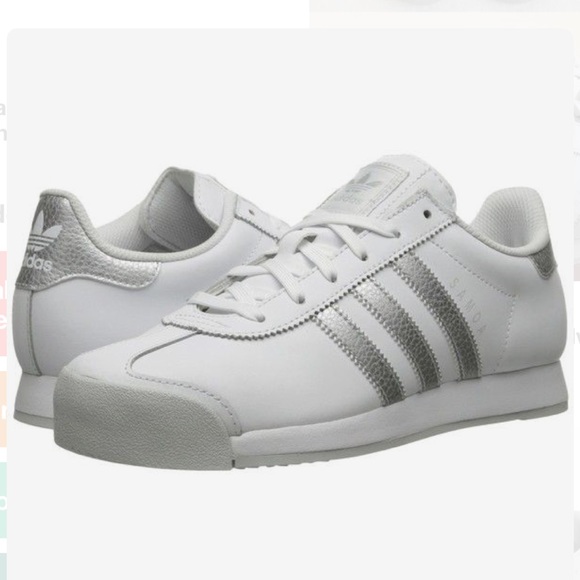 adidas white and silver sneakers